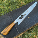Faca  Artesanal P/ Churrasco 10" 3mm Lâmina com Cabo madeira + Case especial em couro - VARIOS TEMAS NA LAMINA