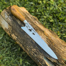 Faca  Artesanal P/ Churrasco 10" 3mm Lâmina com Cabo madeira + Case especial em couro - VARIOS TEMAS NA LAMINA
