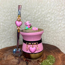 Cuia Chimarrão Decorada Rosa Love + Bomba Inox Decorada Luxo
