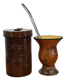 Kit Chimarrão Mate Gaúcho Bomba, Cuia Porongo, Porta Erva