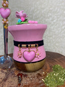 Cuia Chimarrão Decorada Rosa Love + Bomba Inox Decorada Luxo