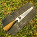 Faca  Artesanal P/ Churrasco 10" 3mm Lâmina com Cabo madeira + Case especial em couro - VARIOS TEMAS NA LAMINA