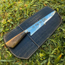 Faca  Artesanal P/ Churrasco 10" 3mm Lâmina com Cabo madeira + Case especial em couro - VARIOS TEMAS NA LAMINA