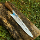 Faca  Artesanal P/ Churrasco 10" 3mm Lâmina com Cabo madeira + Case especial em couro - VARIOS TEMAS NA LAMINA