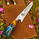 Faca Artesanal para Churrasco 10" 3mm Lâmina - Modelo  A Roça Venceu  com Cabo  c/ pingente + Case especial em couro