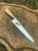 Faca  Artesanal P/ Churrasco 10" 3mm Lâmina com Cabo madeira + Case especial em couro - VARIOS TEMAS NA LAMINA