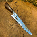 Faca  Artesanal P/ Churrasco 10" 3mm Lâmina com Cabo madeira + Case especial em couro - VARIOS TEMAS NA LAMINA