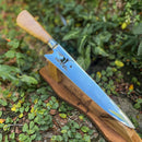 Faca  Artesanal P/ Churrasco 10" 3mm Lâmina com Cabo madeira + Case especial em couro - VARIOS TEMAS NA LAMINA