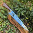 Faca  Artesanal P/ Churrasco 10" 3mm Lâmina com Cabo madeira + Case especial em couro - VARIOS TEMAS NA LAMINA