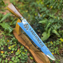 Faca  Artesanal P/ Churrasco 10" 3mm Lâmina com Cabo madeira + Case especial em couro - VARIOS TEMAS NA LAMINA