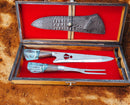 Kit de Churrasco  Lâmina Padroeira com Cabo Padroeira + Garfo  com CaboPadroeira +caixa em madeira